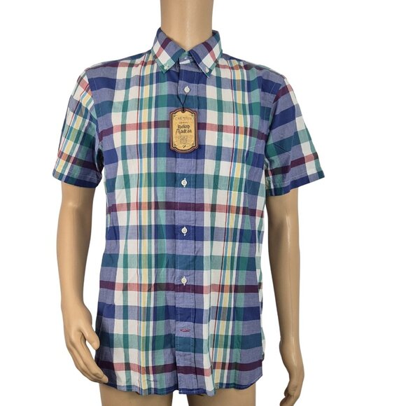 Cremieux Shirt Men's Size L Indian Madras Plaid  Short Sleeve Cotton Green (02) - Picture 2 of 11